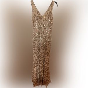 Gold and tan sequined long mermaid gown